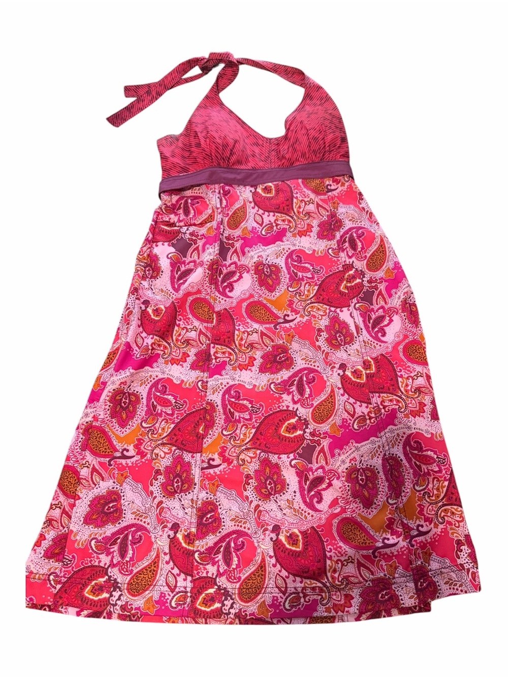 Athleta Pink Paisley Sun Valley Halter Dress Mini Size 8